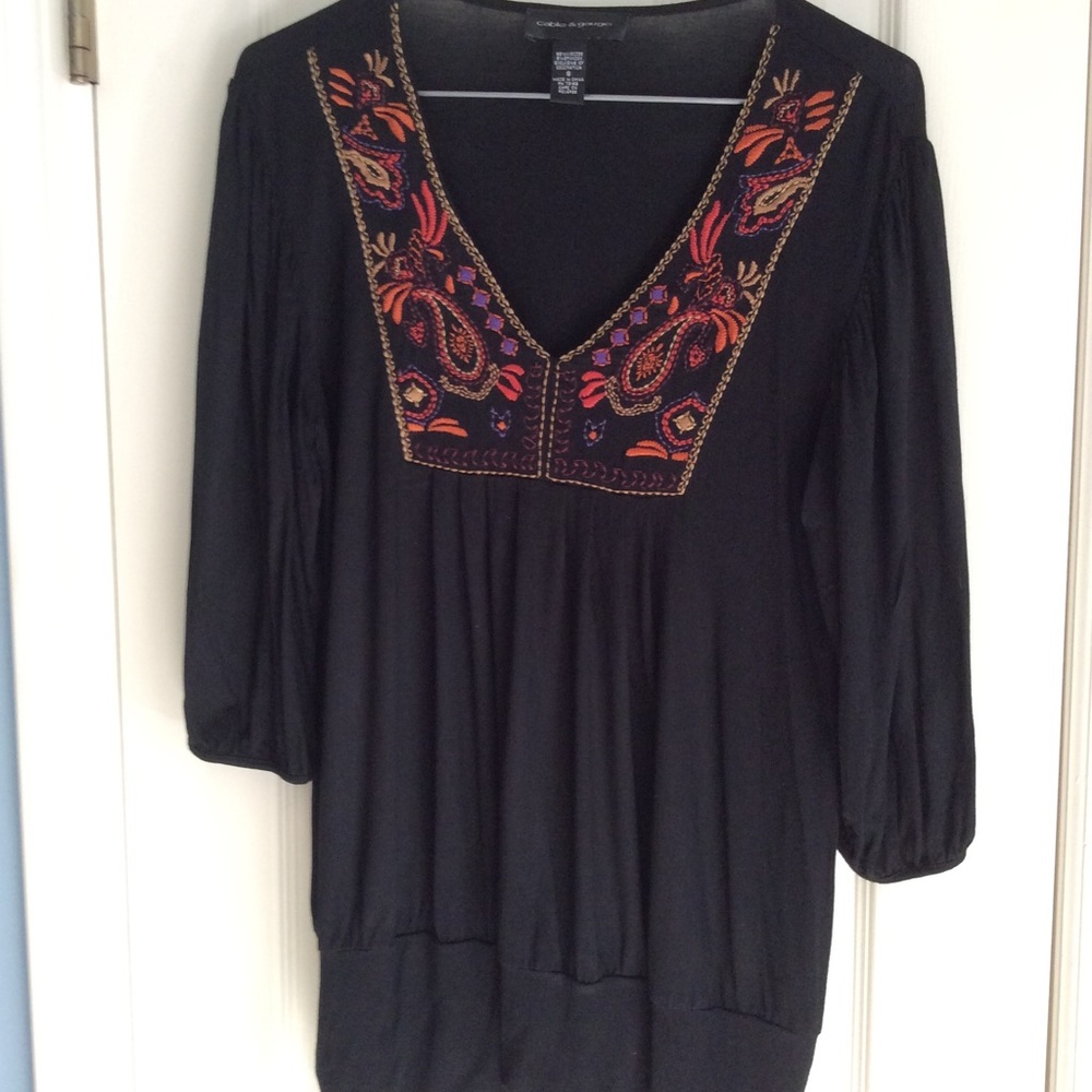 🌟Cable & Gauge 3/4 Sleeve Black Tunic Sz S